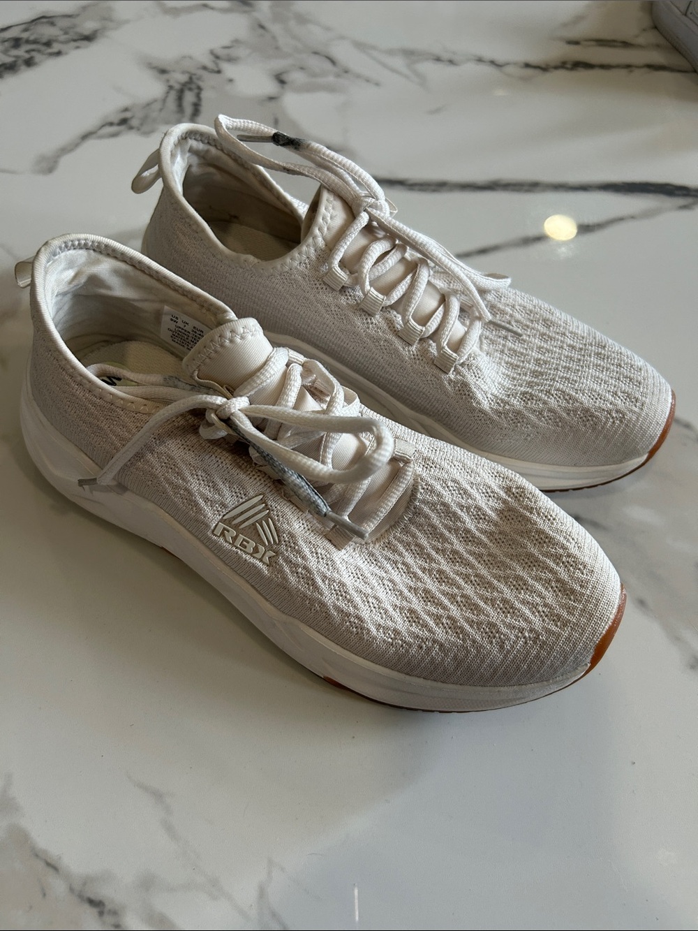 RBX Breathable Knit Sneakers in Off-White with Gum Accent